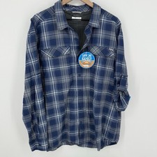 Columbia Kestrel Trail Blue Plaid Long Sleeve Shirt Men  s XL NWT Omni Shade