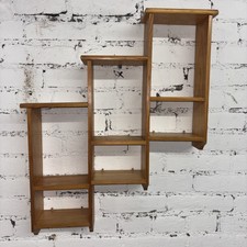 VTG Wooden Oak Wall Hanging Tiered Cutout Trinket Shelf Cottagecore Farmhouse