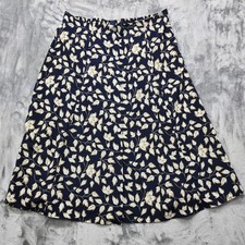 Vintage 90s Segue Skirt Women 2X Blue Tan Floral Faux Button Front Midi Back Zip