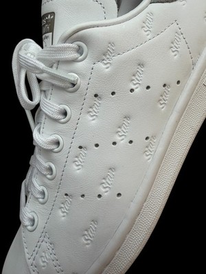 Adidas Stan Smith White Silver Leather Sneakers Endorsed By Portrait Tongue Mens