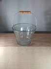 Vintage Glass Anchor Basket Ice Bucket /Fruit Bucket with Wooden Handle 7" H