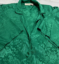 Vintage Victoria's Secret Gold Label Green Floral Damask Night Shirt Women's M/L