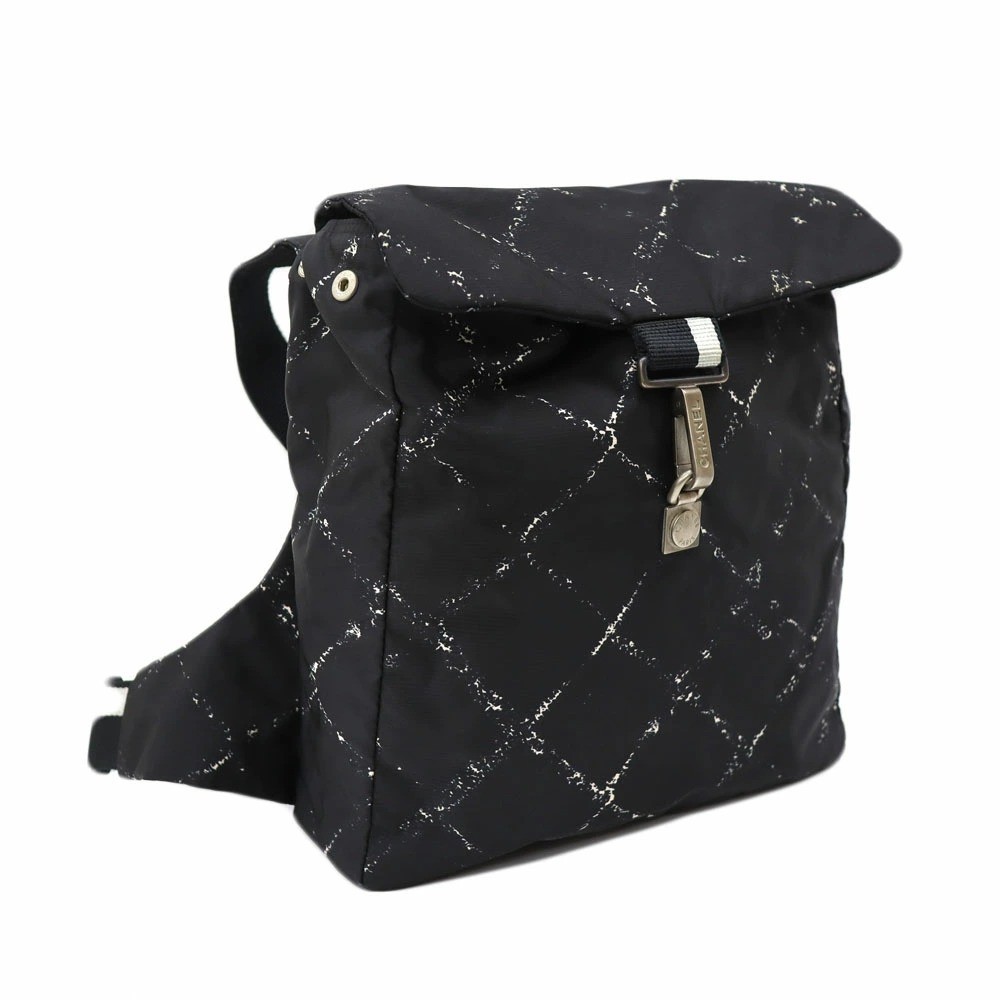 CHANEL Vintage Black Nylon Travel Backpack No Box Pre-Owned