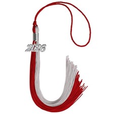 Endea Graduation Red/Grey Tassel With Silver Date Drop