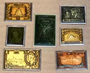 (Lot of 7) MC Sterling Silver Commemorative Enameled Stamps