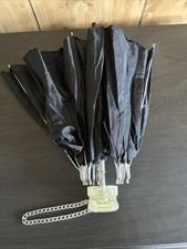 Vintage Black Nylon Lucite Handle Mid Century Compact Umbrella Parasol Japan