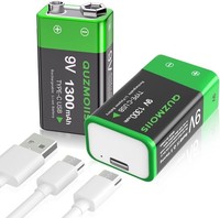 9V Lithium-Ionen Akku Wiederaufladbar 1300Mah 2 StüCk USB-C Rauchmelder