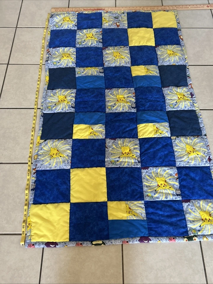 Vintage Pokemon Handmade Patchwork Quilt  Throw Blanket Vintage 35”x62” - Image 2 of 4