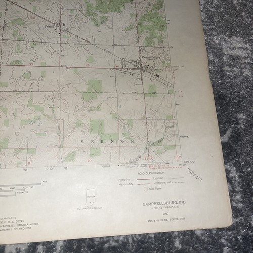 22" x 27" Original 1957 US Geological Survey Campbellsburg Indiana Color Map - Picture 4 of 6