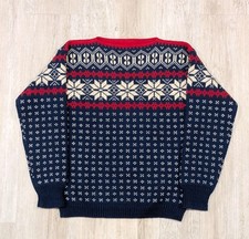 Vintage Viking Knit Nordic Sweater Virgin Wool Handmade Norway Fair Isle Small