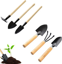Mini Garden Tools Set, 6 Pieces Miniature Gardening Kit Small Shovel Rake Spade 