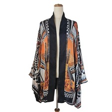 Balmain Tricolor Printed Wide Sleeve Kaftan C...