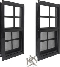 12" X 18" Shed Windows with Tempered Glass and Fiberglass Screen, 2 Pack