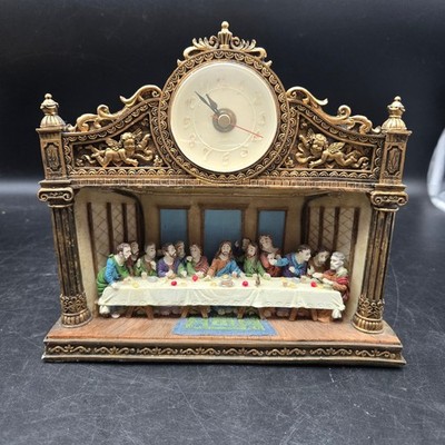 1996 Apex Last Supper Lighted Quartz Clock Religious Mantel Shelf Display Works