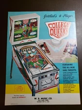 Gottlieb COLLEGE QUEENS Original Pinball Flyer
