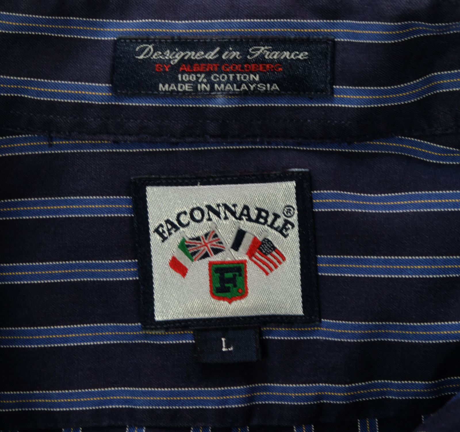 Faconnable Button Down Dark Blue Striped Cotton M… - image 7