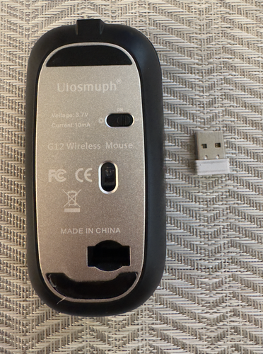 Uiosmuph LED Wireless Mouse, G12 Slim Rechargeable Silent Matte Black - 第 3/3 張圖片