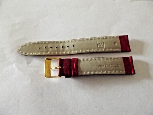 cinturino vera pelle first quality italy 18mm rosso watch correa straps orologi - Imagen 4 de 5