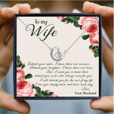 To My wife Birthday Anniversary Gift Ruby Pendant Necklace Heartfelt Message