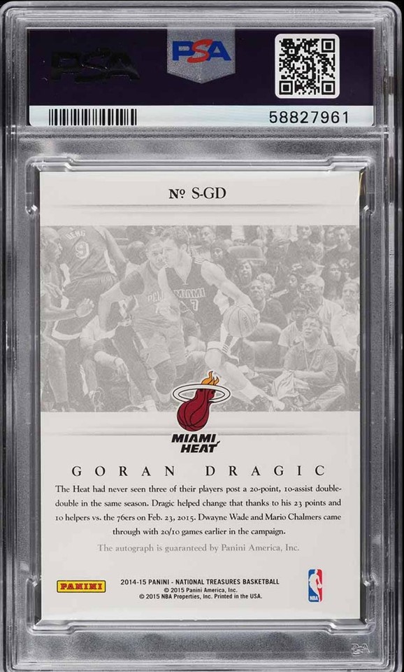 2014 Panini National Treasures Goran Dragic Gold Proof Auto Autograph ...