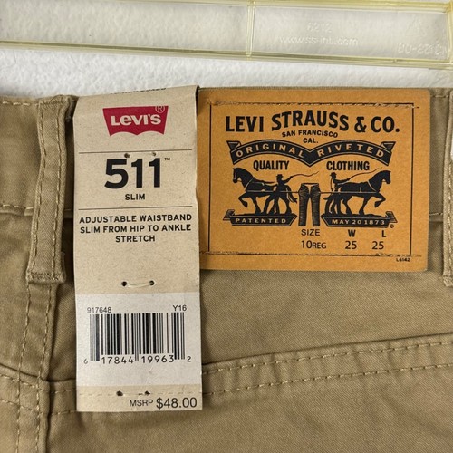 Levi's NEW 511 Slim Khaki Youth 10 Reg 25w x 25L Adjustable Waist Soft Stretch - Picture 7 of 12