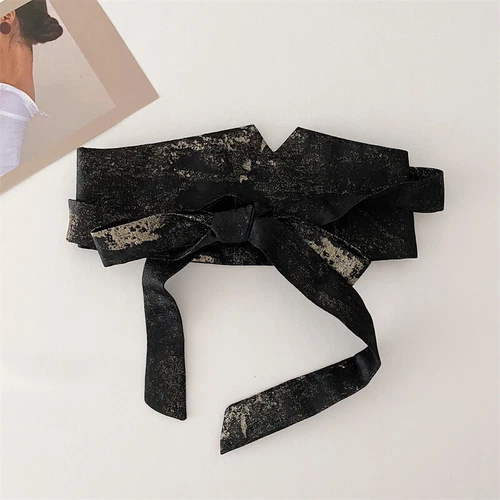 Women Retro Wide Obi Belt Waistband Corset Cincher Shiny for Dress Coat Decor - Picture 6 of 8