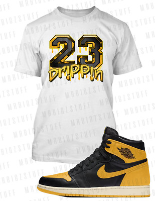 Pro Club Shaka 23 Dripping Graphic Tee Shirt to Match J1 High OG Yellow Shoe