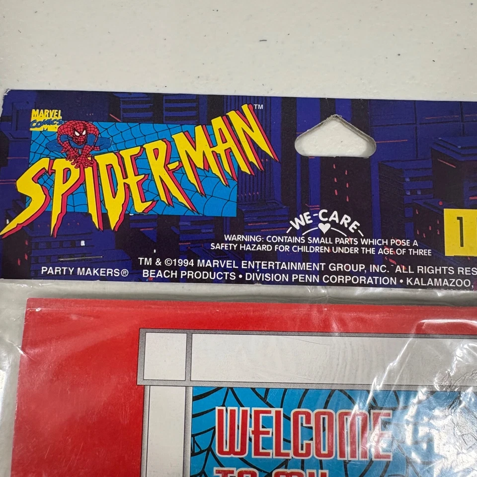 Banner de puerta vintage 1994 Marvel Spider-Man Party Makers 2' x 5' nuevo sellado Foto 2 de 4