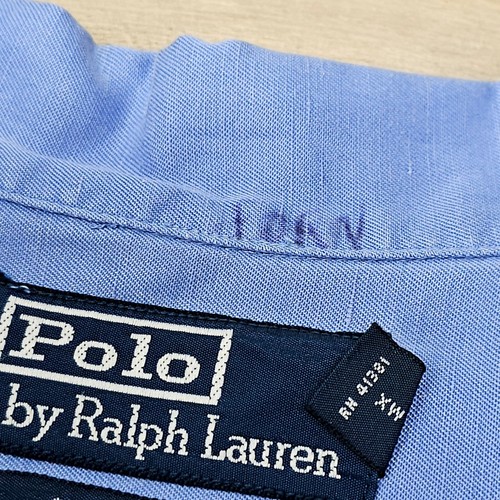 Vintage Polo Ralph Lauren Caldwell Shirt Size XL Linen Silk Blend Loop Collar - Picture 7 of 11