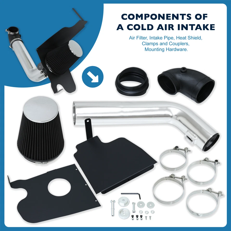 For 04-08 Ford F150 Mark LT Cold Air Intake Induction Chrome Piping Heat Shield - Image 2 of 4