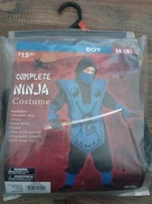 New Halloween Ninja Costume Boys Sz 8 Hooded Shirt Pants Face Mask 7 Piece Set