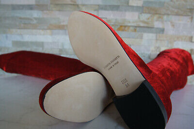 Alberta Ferretti Size 38 Boots Overknees Shoes Velvet Red Alberta Ferretti Size 38 Boots Overknees Shoes Velvet Red