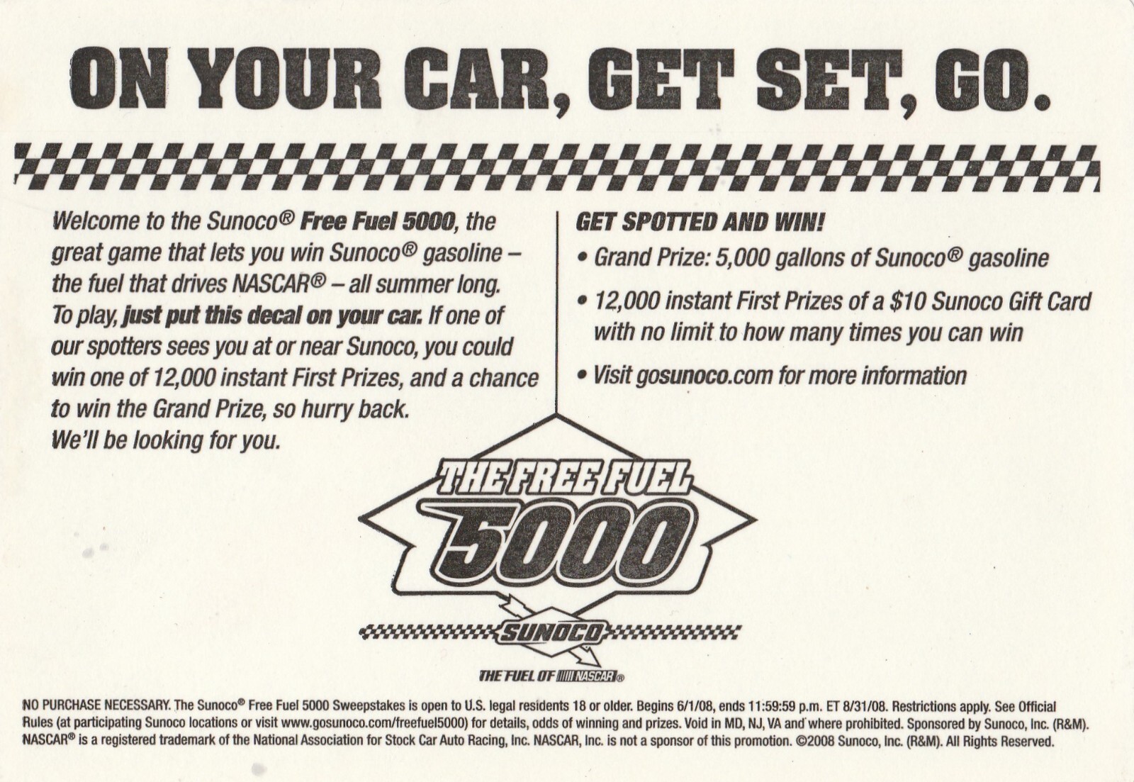 Sunoco Racing Gas Decal (Sticker) Official Fuel Of Nascar, For Toolbox, Pit  Case | Ebay