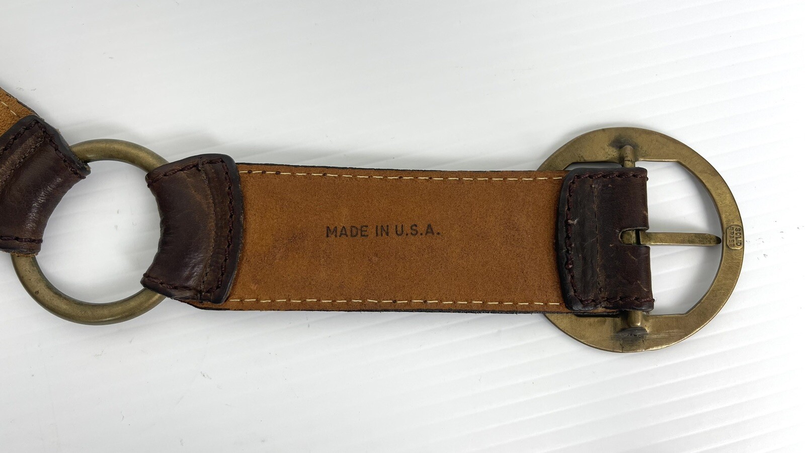 RARE Vtg 80s 90s DKNY Brown Leather Harness Belt Brass  display picture 2