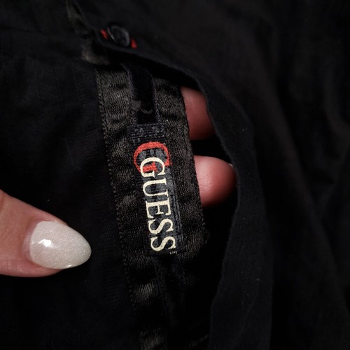 Guess Button Up Shirt L Large Black Long Sleeve Grunge 2000s Y2K - Picture 10 of 13