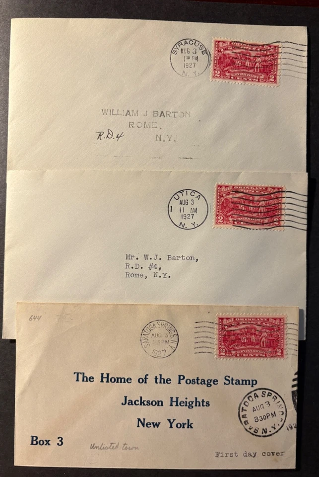 #644 Burgoyne FDC w/o cachet with 6 city cancels, last pic of Saratoga back flap - Image 2 of 3