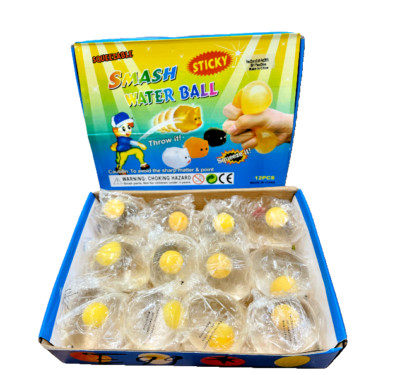 Happy Splat Ball Fun Squeezable Sticky Smash Ball Eggs New 12 Pcs a Box