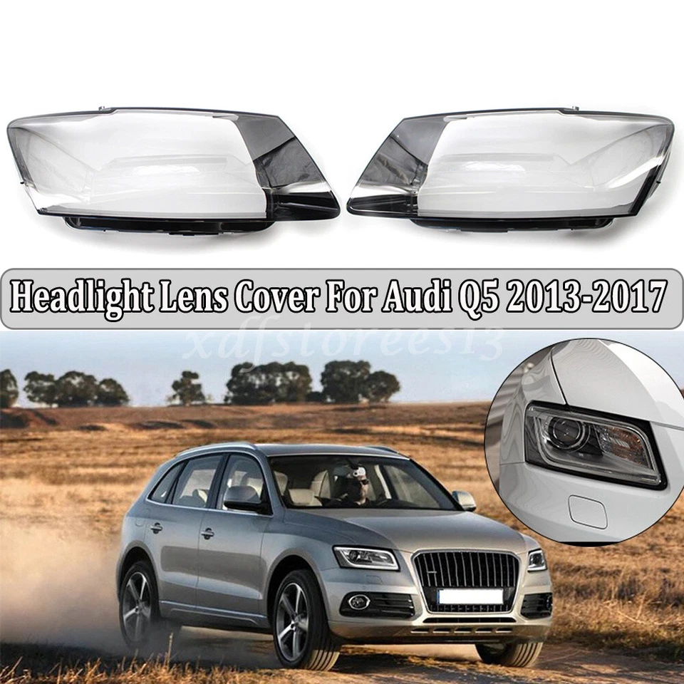 Pair Clear Headlight Headlamp Lens Cover Shell Replacement For Audi Q5 2013-2017 Foto 2 de 4