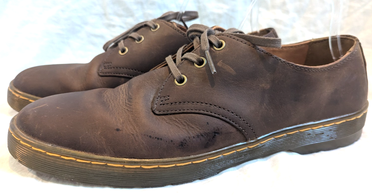 Dr Martens Men Coronado Soft Brown Leather 3 Eyelet Yellow 