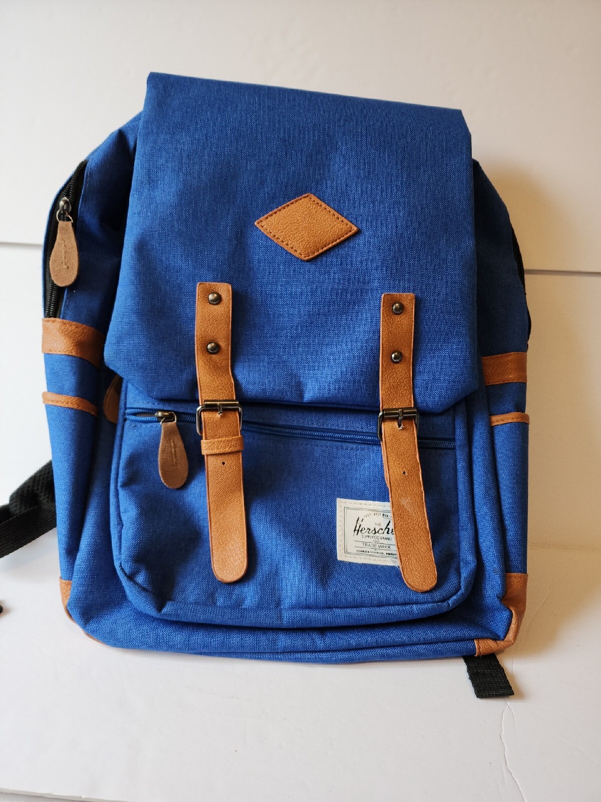 HERSHEL polyester Backpack with Brown Leather Tri… - image 1