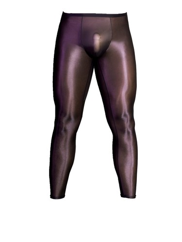 Men's Glossy Sheer Skinny Pants Stretchy Bulge Pouch Tights Footless Pantyhose - Picture 11 of 66