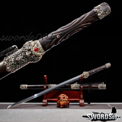 High-end Handcrafted Chinese Sword Tang Jian Sharp Blade White Copper Fittings