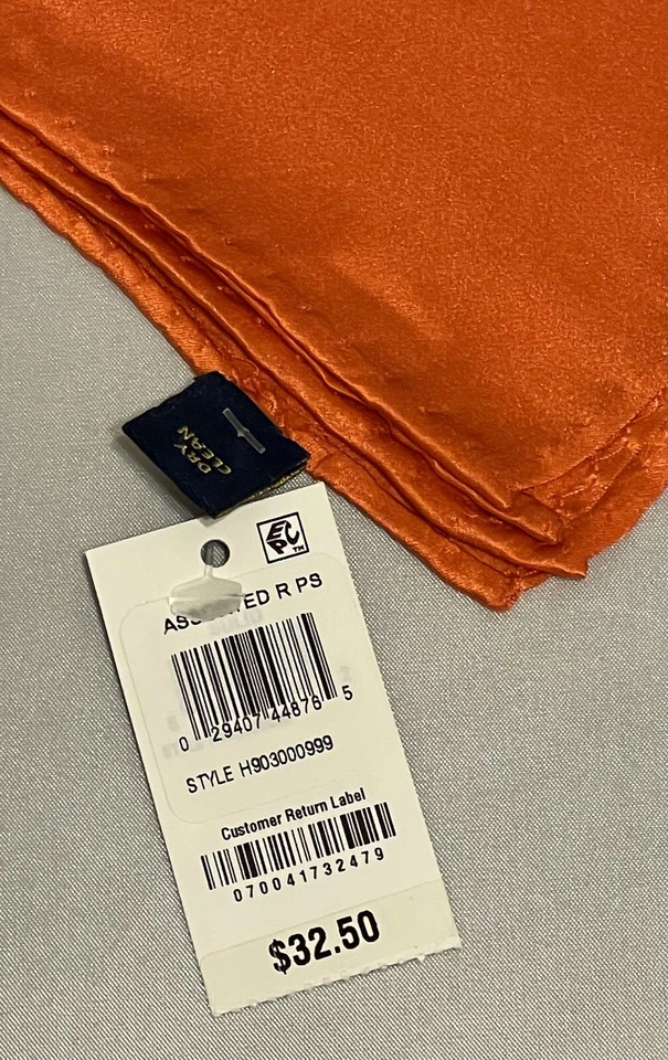 Pañuelo cuadrado de bolsillo 100 % SEDA Club Room naranja liso para hombre etiquetas nuevas con etiquetas Foto 3 de 4