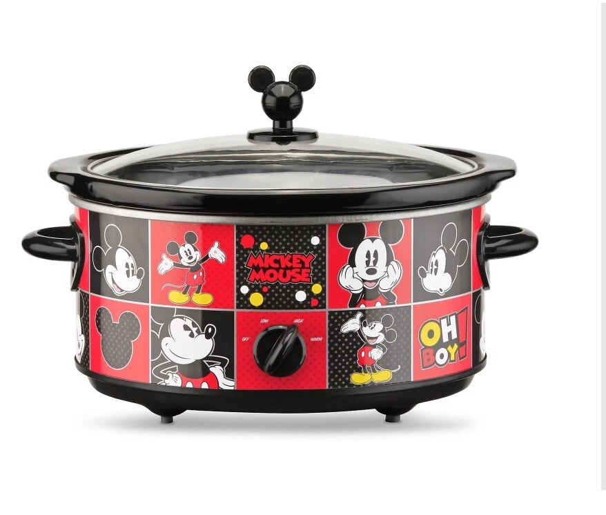 Mickey Mouse de Disney 5 cuartos Olla de cocción lenta y 20 OZ Juego de cazota ovalada roja negra ¡NUEVO EN CAJA! Foto 2 de 4