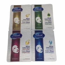 Set of 4 Avon SILCOT SOLUTION FACIAL MASKS: Water/Nutrition/Bright/Soothing NEW