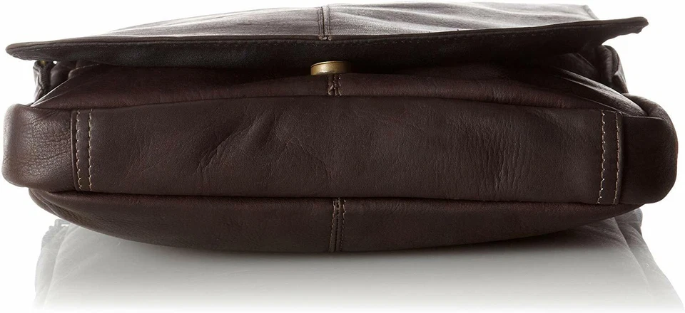 NUEVO CON ETIQUETAS David King & Co Vertical Unisex Cuero Suave Mensajero Tableta Bolso Café Marrón Foto 2 de 3