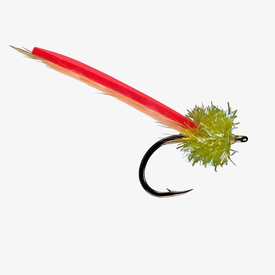 Mosca de sábalo RIO Palolo gusano de chile moscas altamente efectivas 1/0 cabeza de olivo paquete de 6 Foto 4 de 4