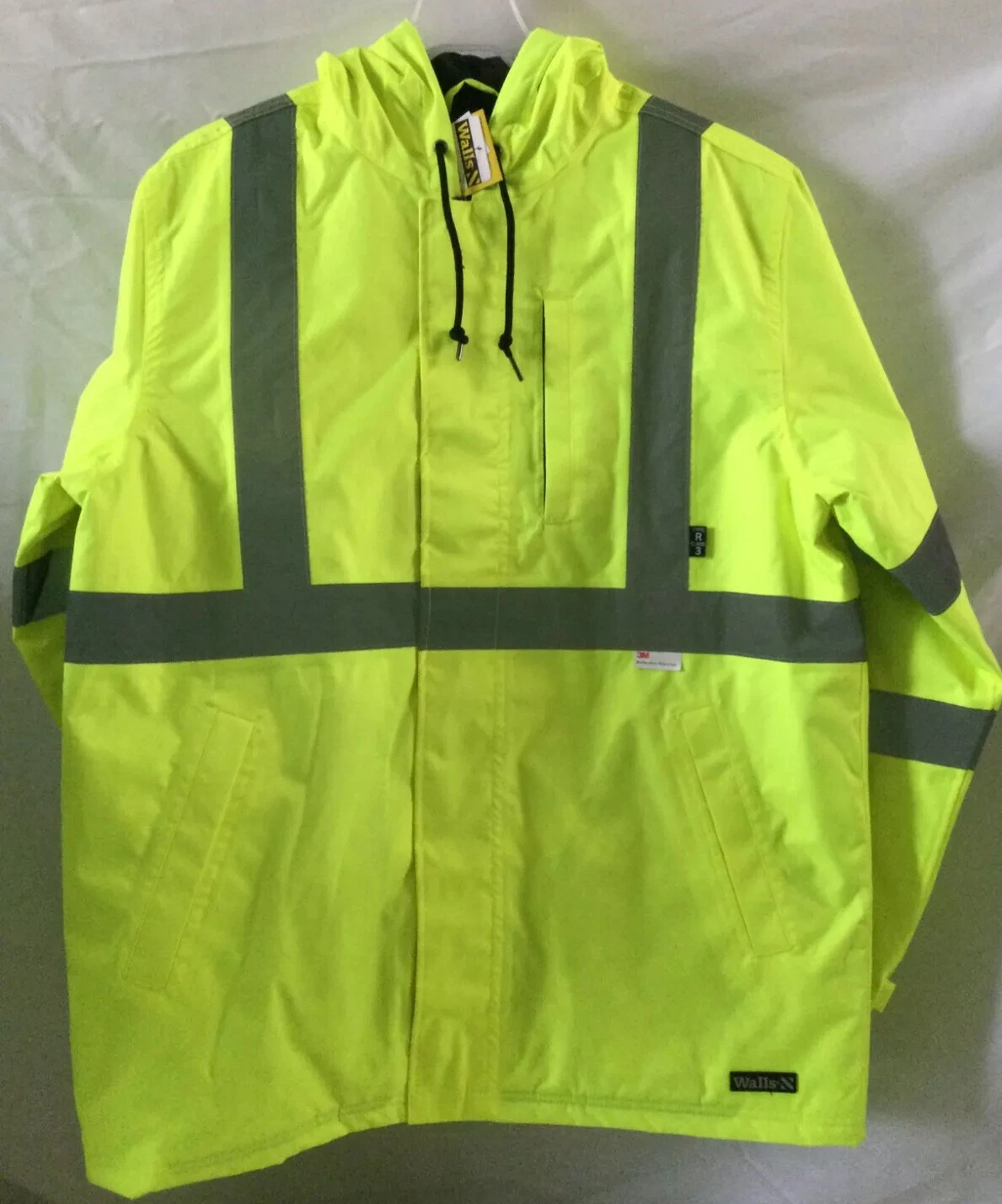 Walls Reflective Hooded Jacket Full Zip w/ Quilted lining ANSI-3 Hi-Vis Large