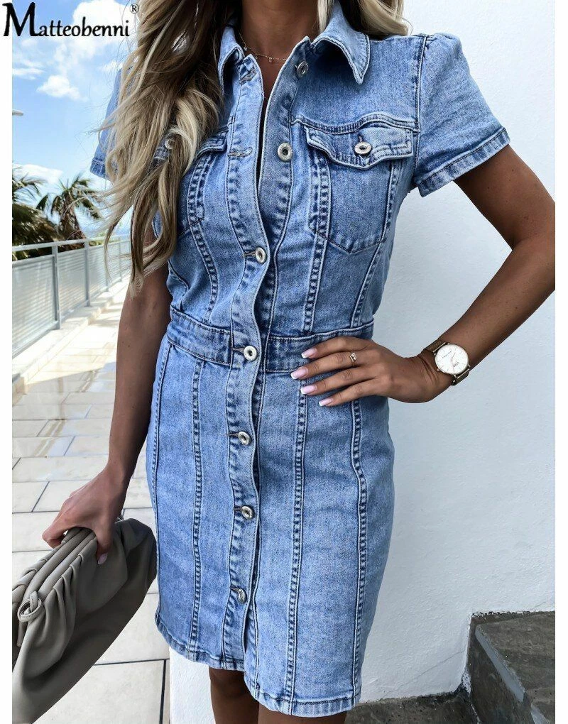 short sleeve denim dress