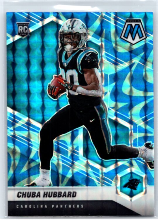 2021 Panini Mosaic #325 Chuba Hubbard Prizm Reactive Blue